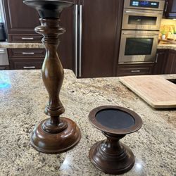 Pottery Barn Wooden Candle Stick Holders