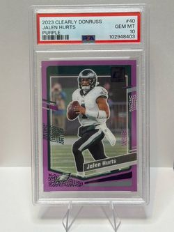 2023 Clearly Donruss Jalen Hurts Purple PSA 10