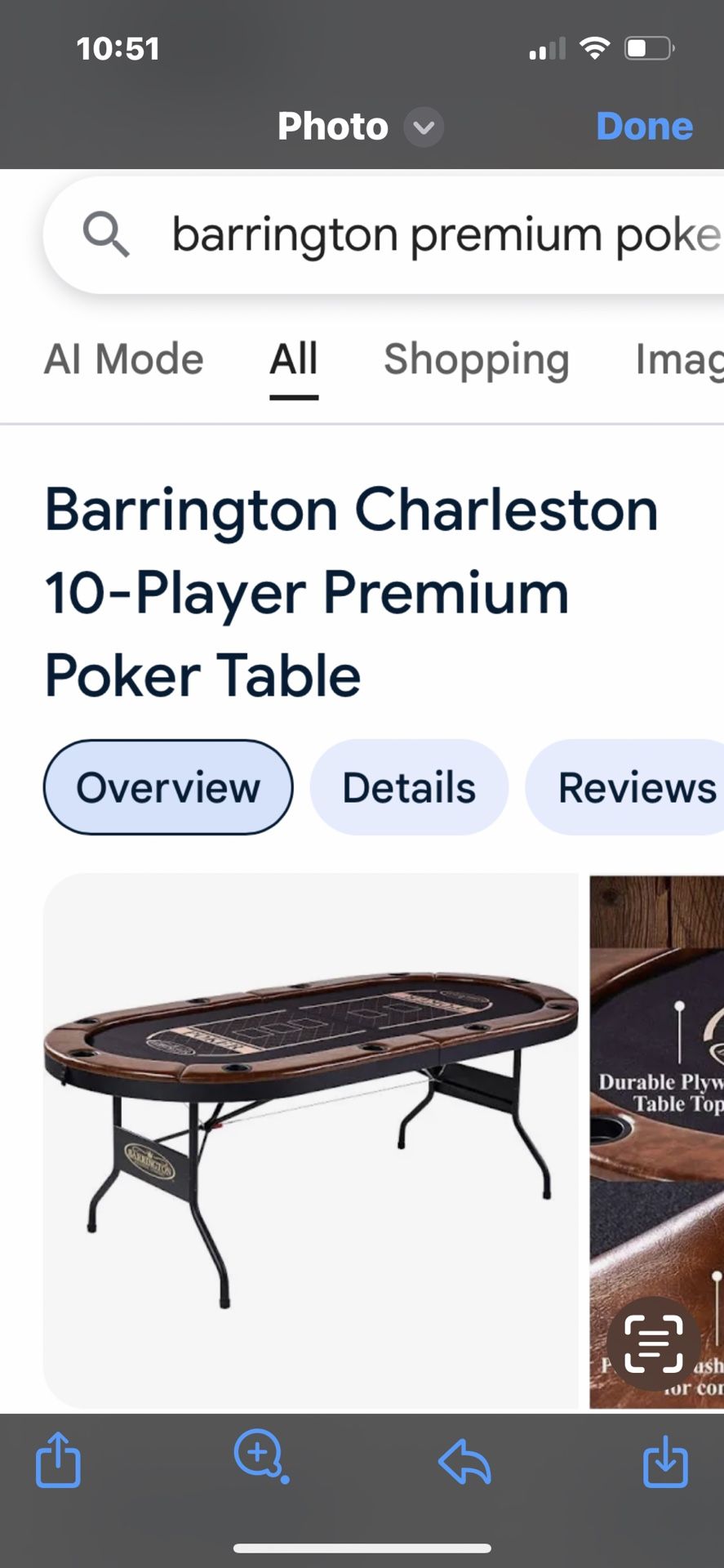 Barrington Charleston 10-Player Premium Poker Table