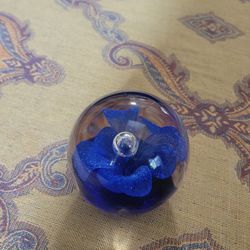 Cobalt Blue Flower Paperweight