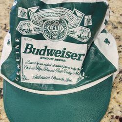 Vintage Budweiser Beer Shamrock St. Patrick's Day Painters Hat Adult Men 