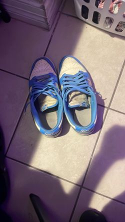 blue and white dunks