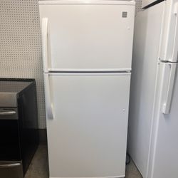 Top Freezer White Refrigerator 30” Wide Used Clean Working 