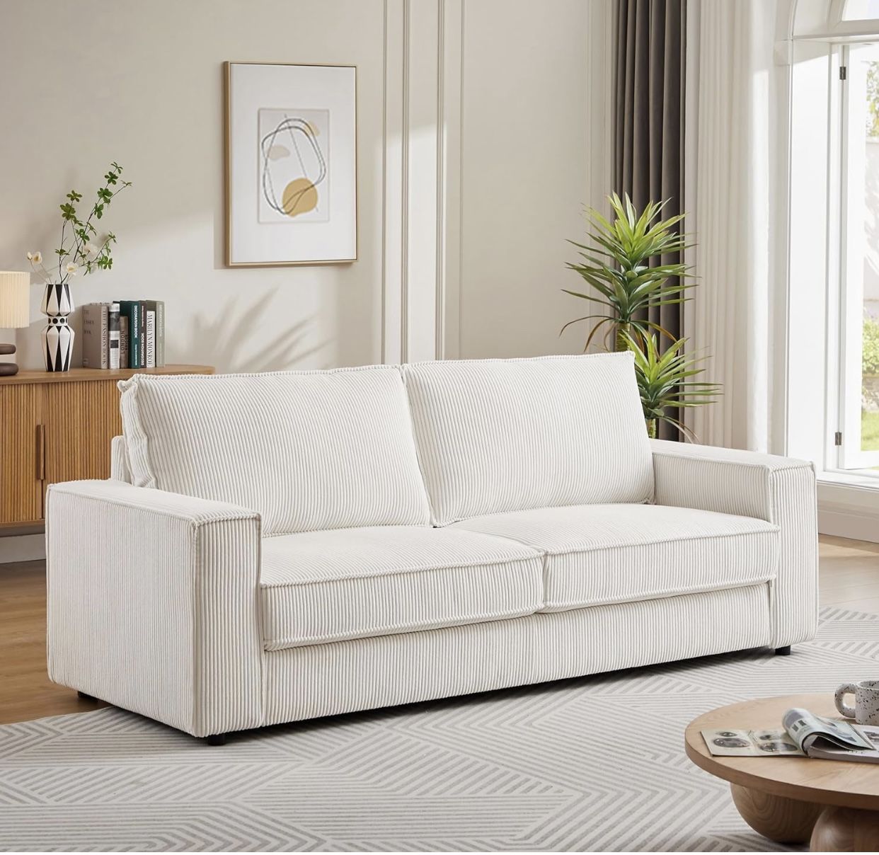 New in box Vanomi 88" Loveseat Sofa, Modern and Cozy Corduroy Fabric Couch with Thick Seat Cushion
