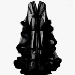 New Black Sheer Robe 