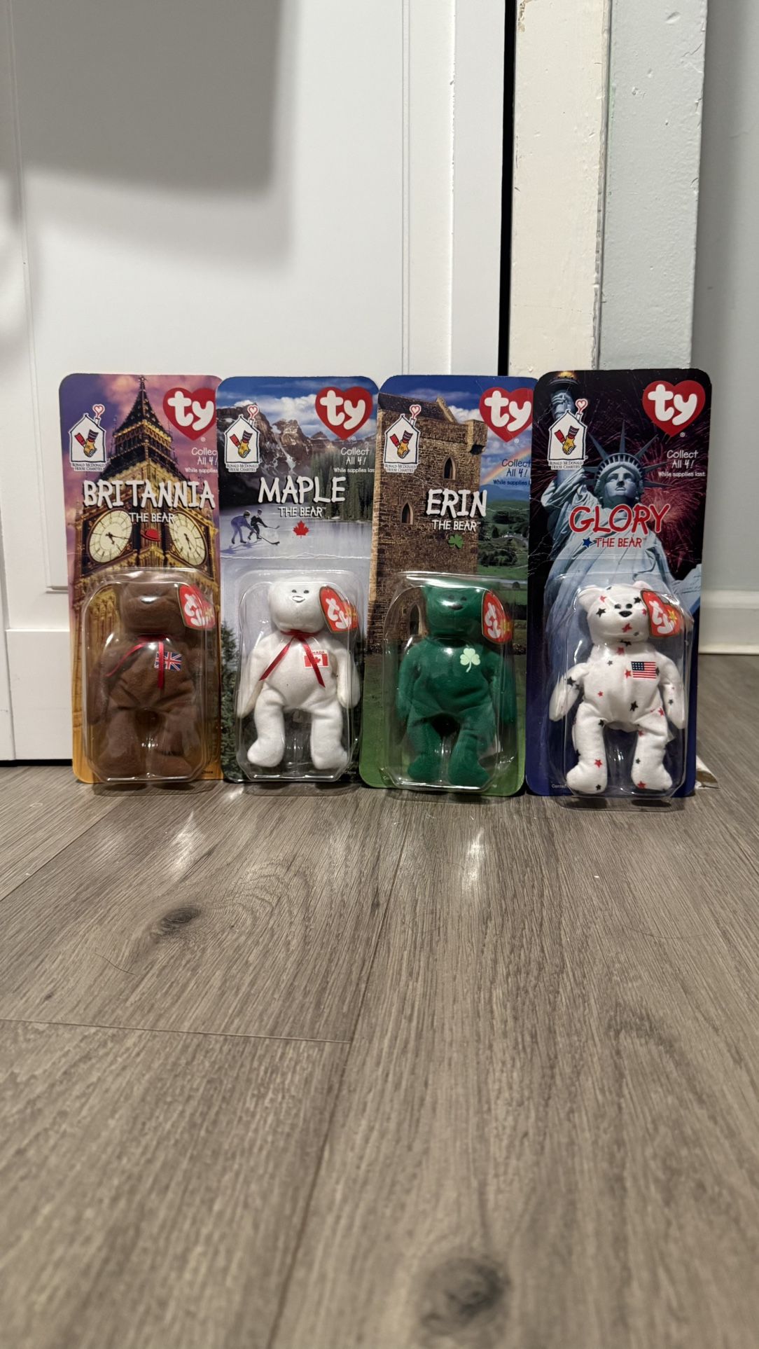 Complete Collection Ty Beanie Babies McDonald's 1999 – Glory, Maple, Erin and Britannia (Sealed)