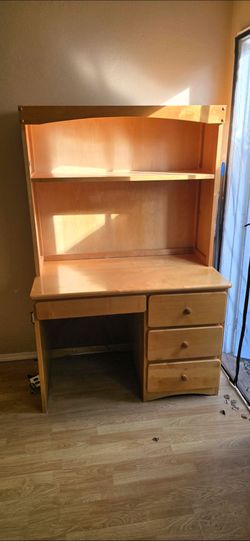 Desk with drawers and small bookshelf