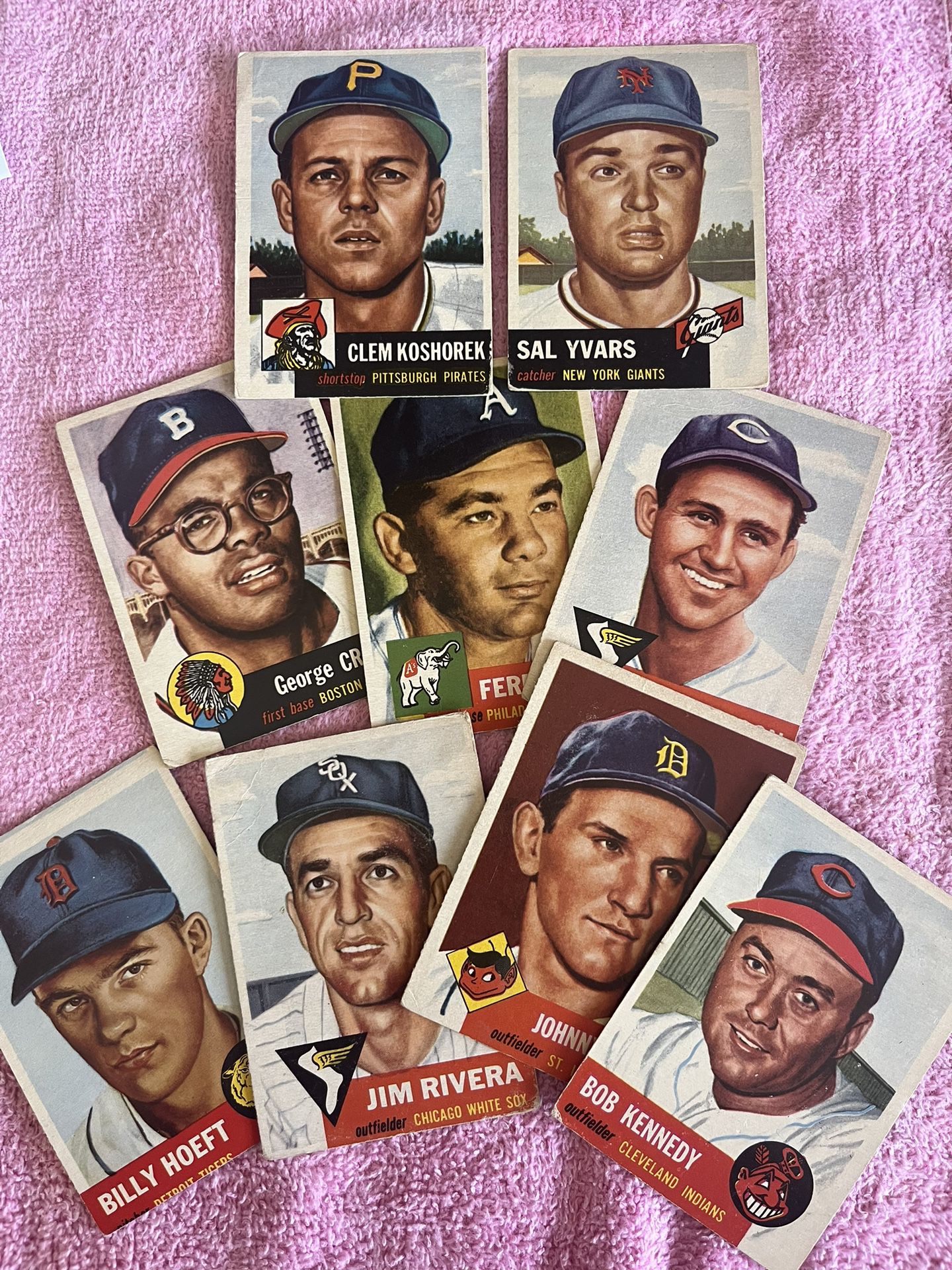 9 Old Vintage Baseball Cards 