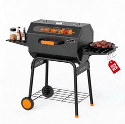 Portable Charcoal Grill with Foldable Side Shelf for Backyard