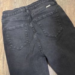Kancan Black Denim Jeans.   Raw Edge.   Sz 9.   28in Inseam.  Button closure Stretchy   5 pocket  High waisted