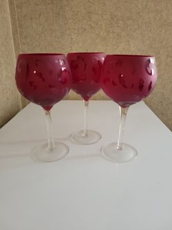 3 Red Wine Glasses