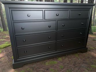 Huge Hamilton Dresser Solid Wood Black Satin 67x21x44 9 Drawers Free Delivery New