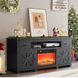 Brand New In The Box Modern Farmhouse Style Console Side Board Buffet With Fireplace!!!