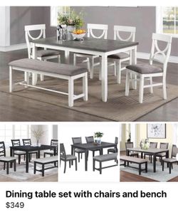 Dining Table Set With Chairs And Bench 