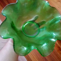 Vintage Green Glass Candy Dish