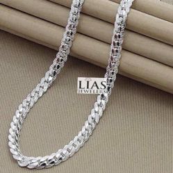 New 18k White Gold Cuban Link Chain. 