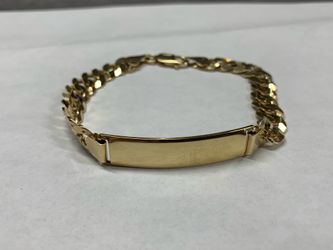 14K Yellow Gold Curb Link ID Bracelet (9”) 25 Grams
