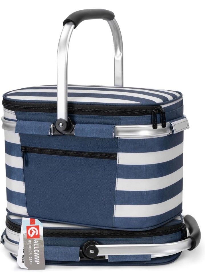 Insulated Picnic Baskets Shoping Basket Cooler Bag Collapsible Portable Picnic Basket