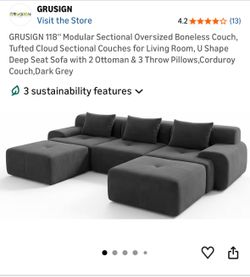 Grusign 118” Modular Boneless Sectional