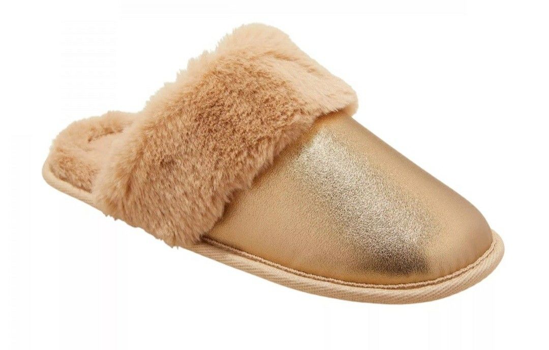 Auden Women's Rae Metallic Scuff Slippers in Tan Brown Size LG 9/10