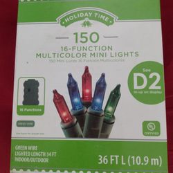 Multi Colored Mini Lights. 16 Functions. 150 Lights. 34 Feet.