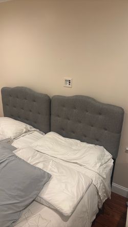 Gray Upholstered Twin Headboards – Like New