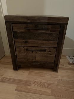 Two Rustic Wood 2-Drawer nightstands ($60 each)