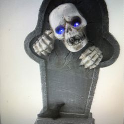 Halloween Decor Tombstone LED Skull Party Scary For Graveyard Small 10" X 4.5"