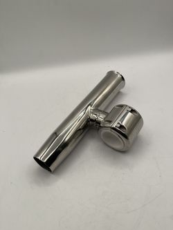 1.5" Rail Clamp on Single Tube Rocket Launcher Fishing Rod Holder, Stainless Steel, Heavy Duty