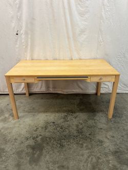 Light Wood Desk with Two Drawers