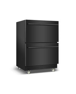 23.42 in. 250 Plus Cans Dual Zone Beverage Refrigerator 2-Drawer Built-in Beverage Cooler in Black Stainless Steel