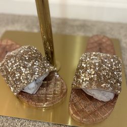 Rose Gold Bling Slides