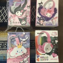 Brand new 4 pairs Sanrio Bluetooth headphones my melody hello kitty kuromi cinnamaroll