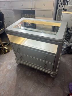 Nightstand Glass Top (Platinum)