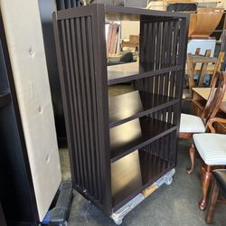 Modern Dark Brown 4 Tier Adjustable Height Bookshelf 