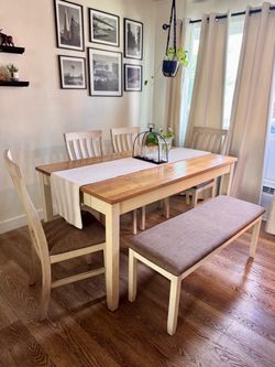 Dining Table Set with Chairs and Bench