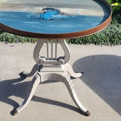 Hand Painted Harp End Table 