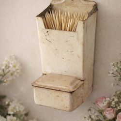 Vintage Tin  toothpick/ Matchstick Holder 