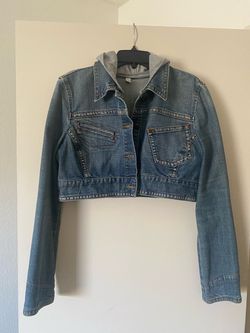 Vintage Cropped Denim Jacket with Hood
