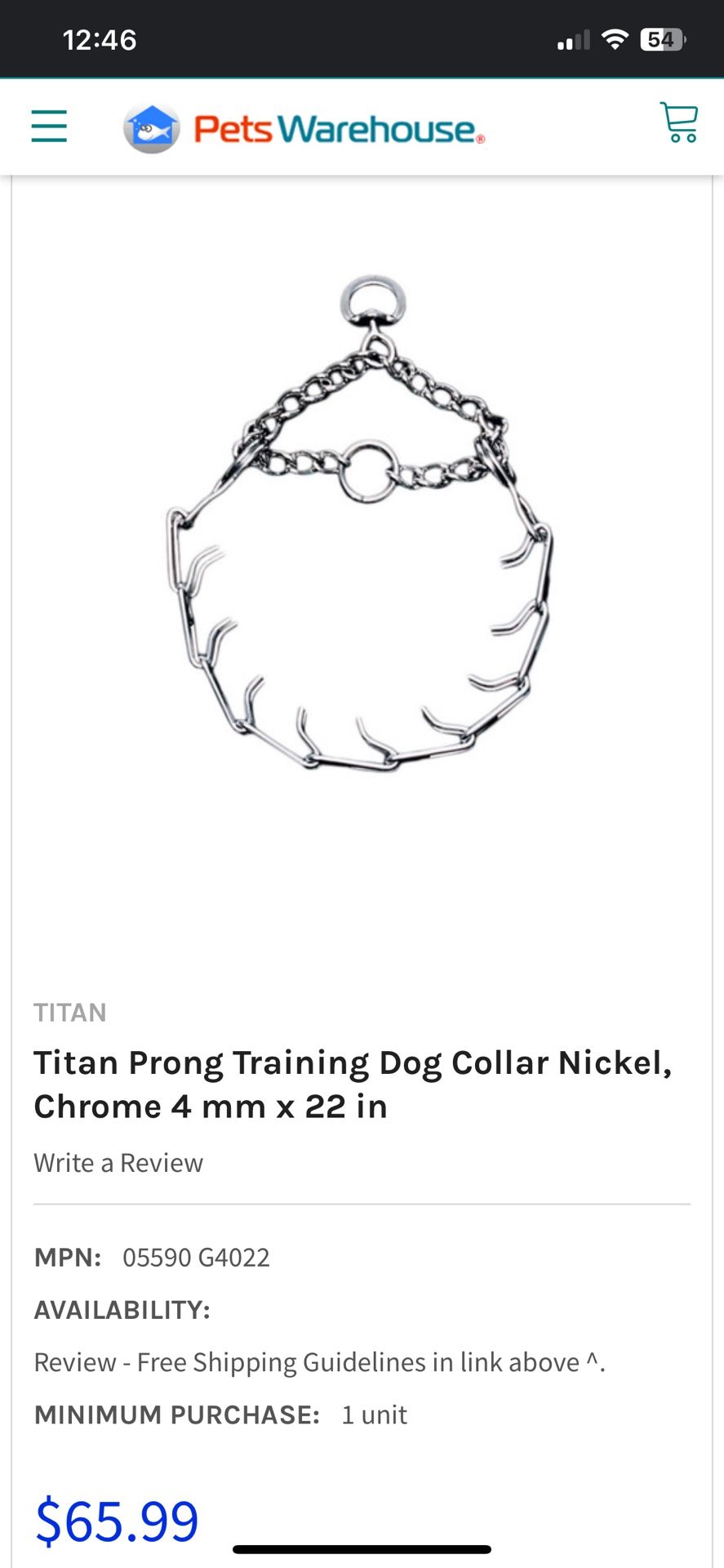 Titan Prong Collar 22 Inch