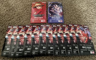 One Piece (OP) Sleeved Booster Packs x 14! Sealed! All for $120 FIRM! Pick Up In Coral Springs.