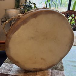 Vintage Native Rawhide And Wood Drum