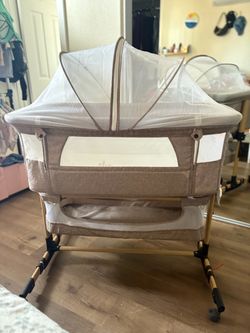 Baby Bassinet with Canopy and Wheels