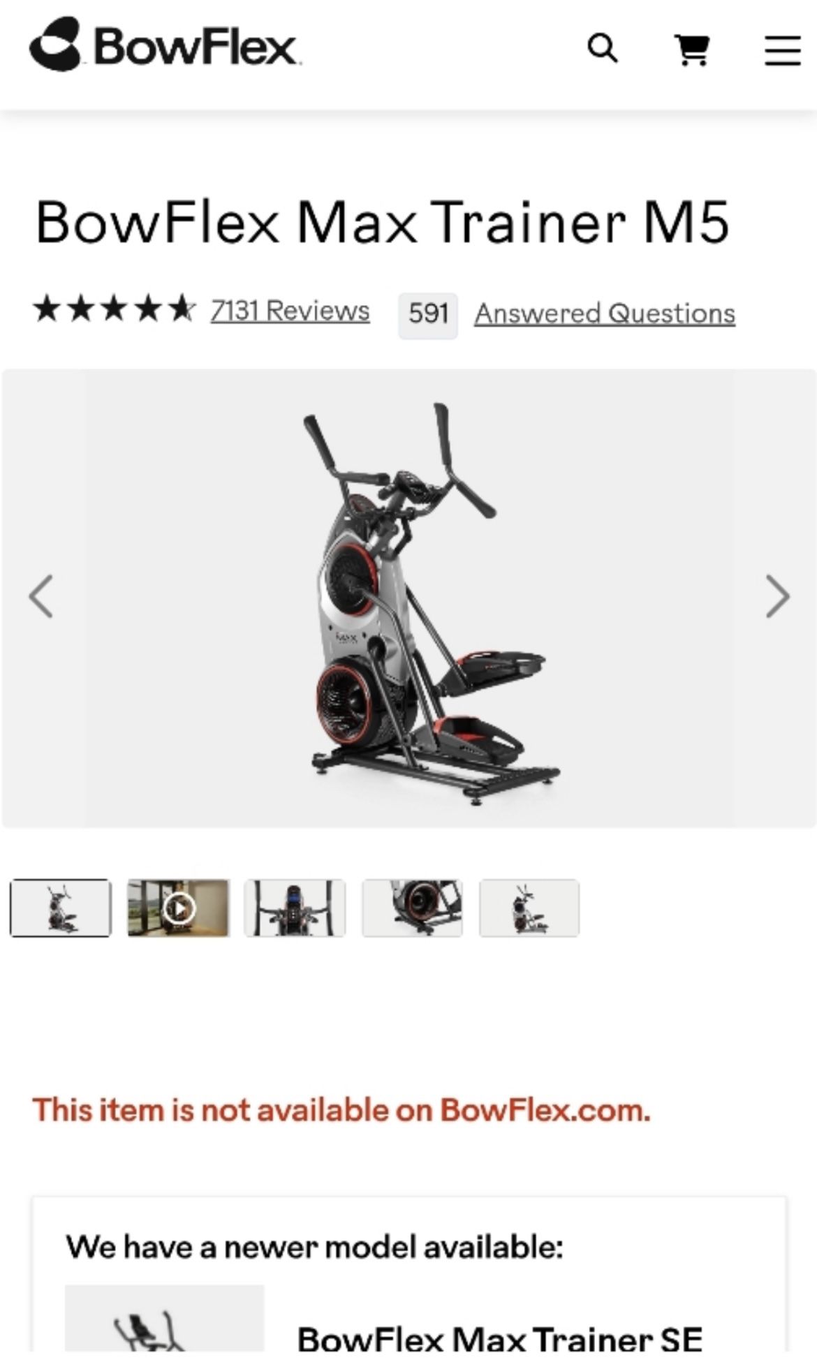 Elliptical (Bowflex- Max Trainer M5)