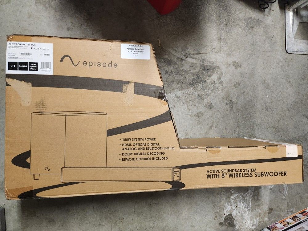 Episode Sound Bar w/wireless 8" subwoofer.