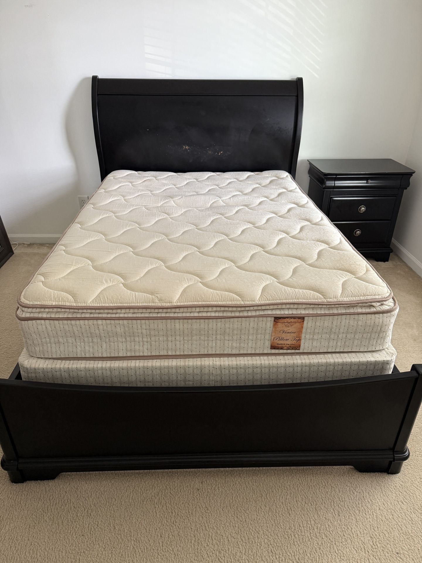 Black Full Size Sleigh Bed Set