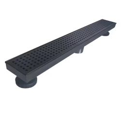 RELN 28 in. Matte Black Linear Shower Drain with Square Pattern Drain Cover