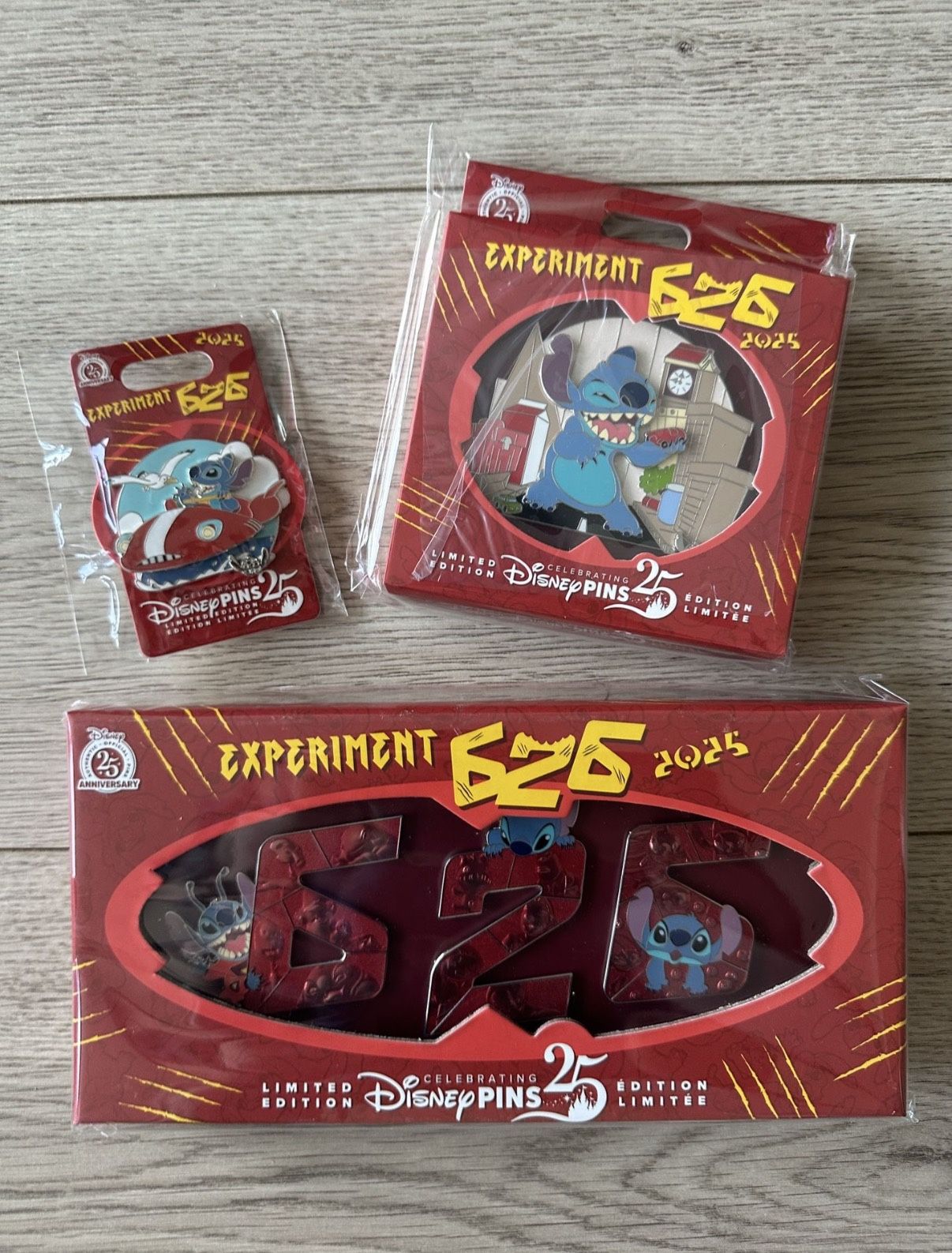 2025 Disney Parks Stitch Experiment 626 Jumbo & Mini Jumbo Box Pin Set LE