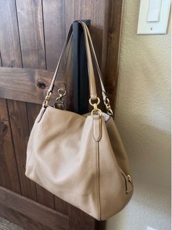 Coach Hallie 3  Compartment  Taupe Shoulder Hobo Bag