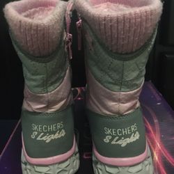 Sketchers Pink And Grey Girl Boots